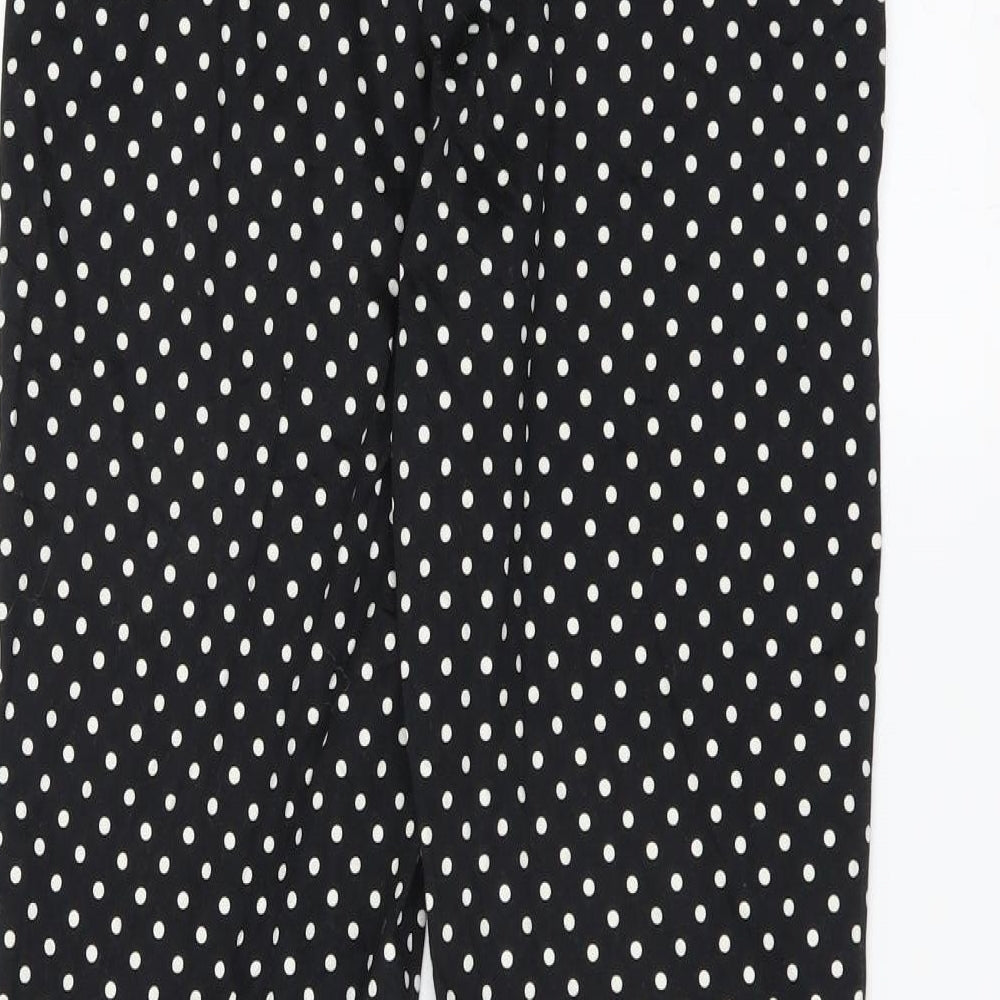 H&M Womens Black Polka Dot Trousers Size 8 L27 in