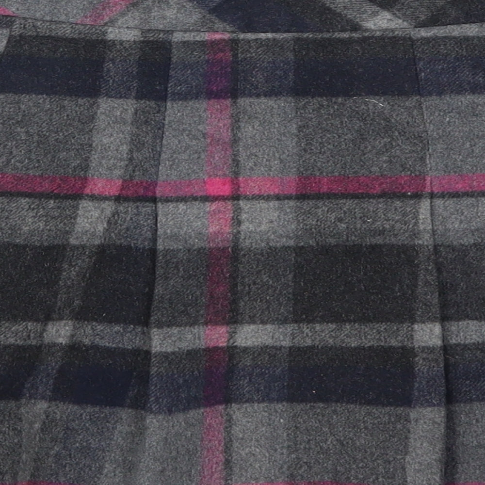 Matalan Womens Grey Check Pleated Skirt Size 8 - Pink