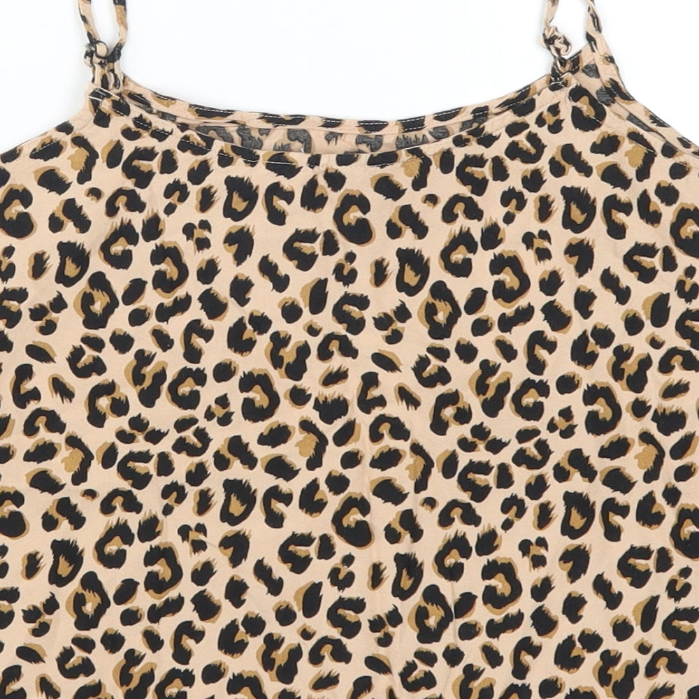 H&M Womens Brown Animal Print Basic Tank Size 6