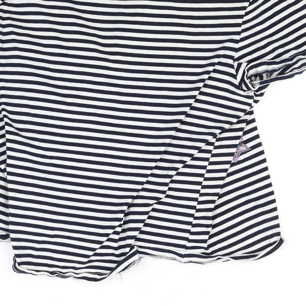 Zara Womens White Striped Basic T-Shirt Size S