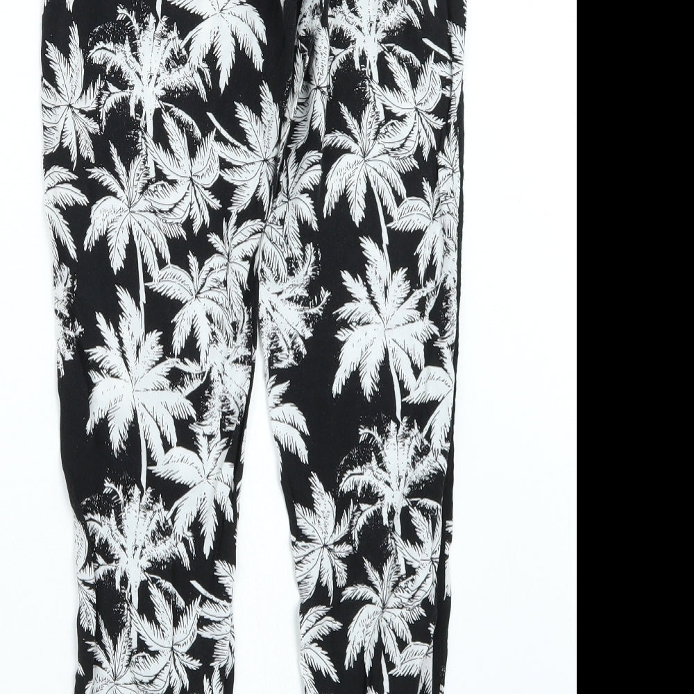 Select Womens Black Floral Trousers Size 8 L26 in