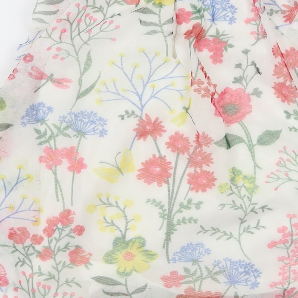 St Bernard Girls White Floral Mesh A-Line Size 9-12 Months