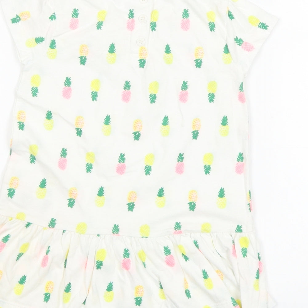 F&F Girls White T-Shirt Dress Size 12-18 Months - Pineapple print