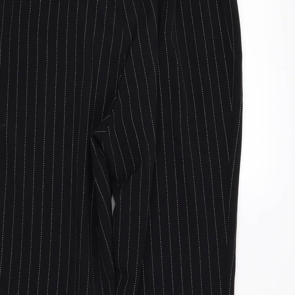 H&M Womens Black Striped Trousers Size 10 L25 in