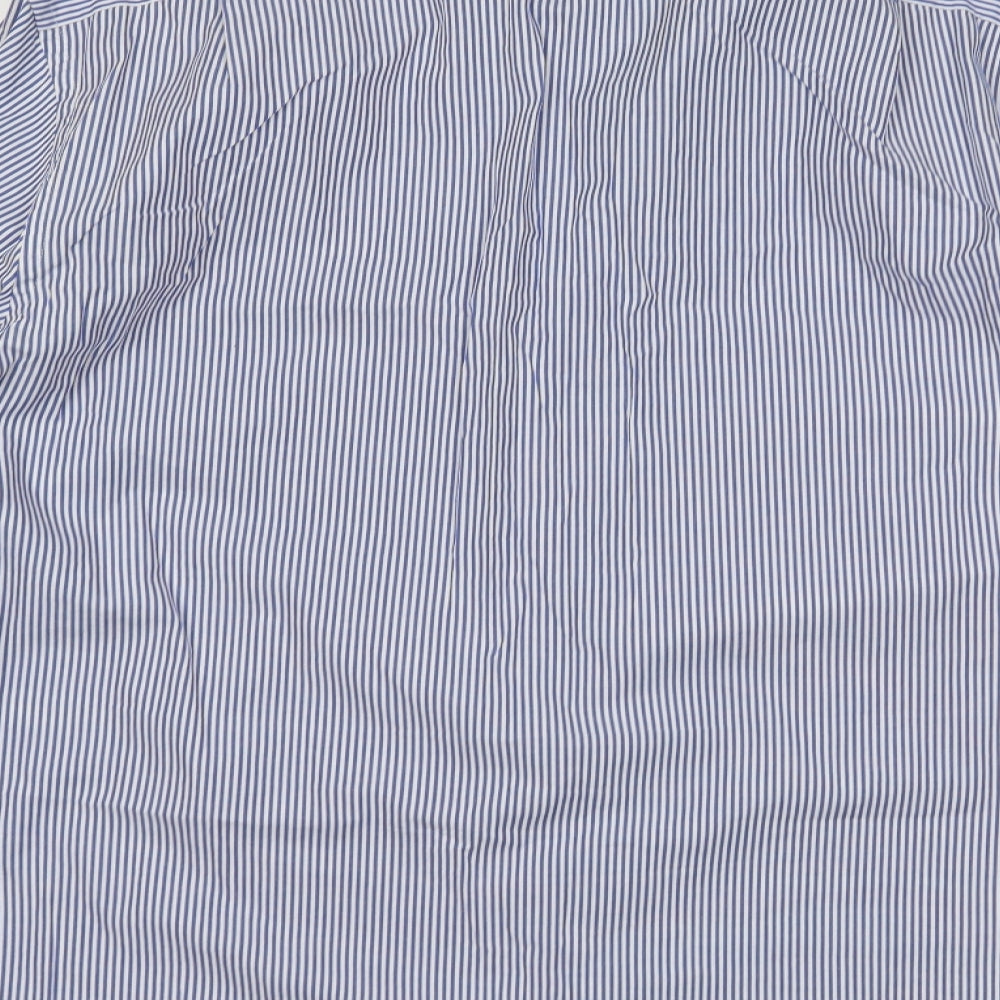 Jaeger Mens Blue Striped Dress Shirt Size 17.5