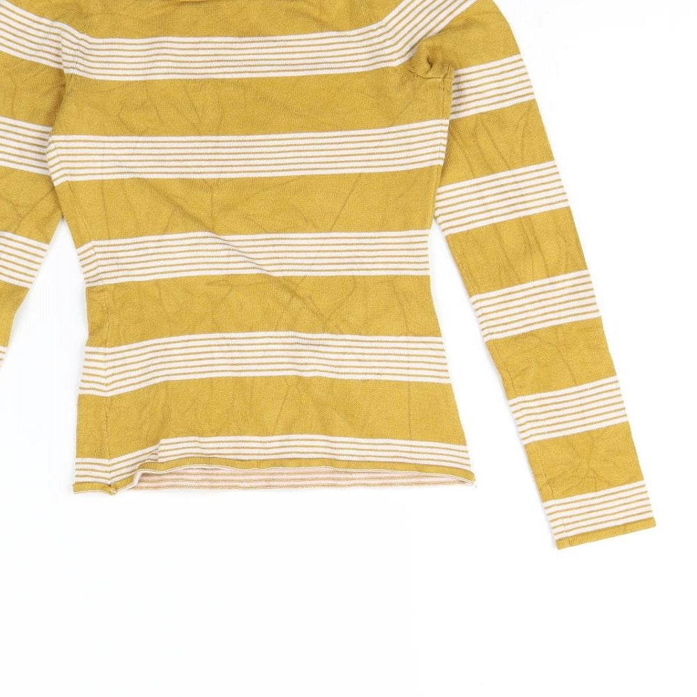 H&M Womens Yellow Striped Pullover Sweatshirt Size XS