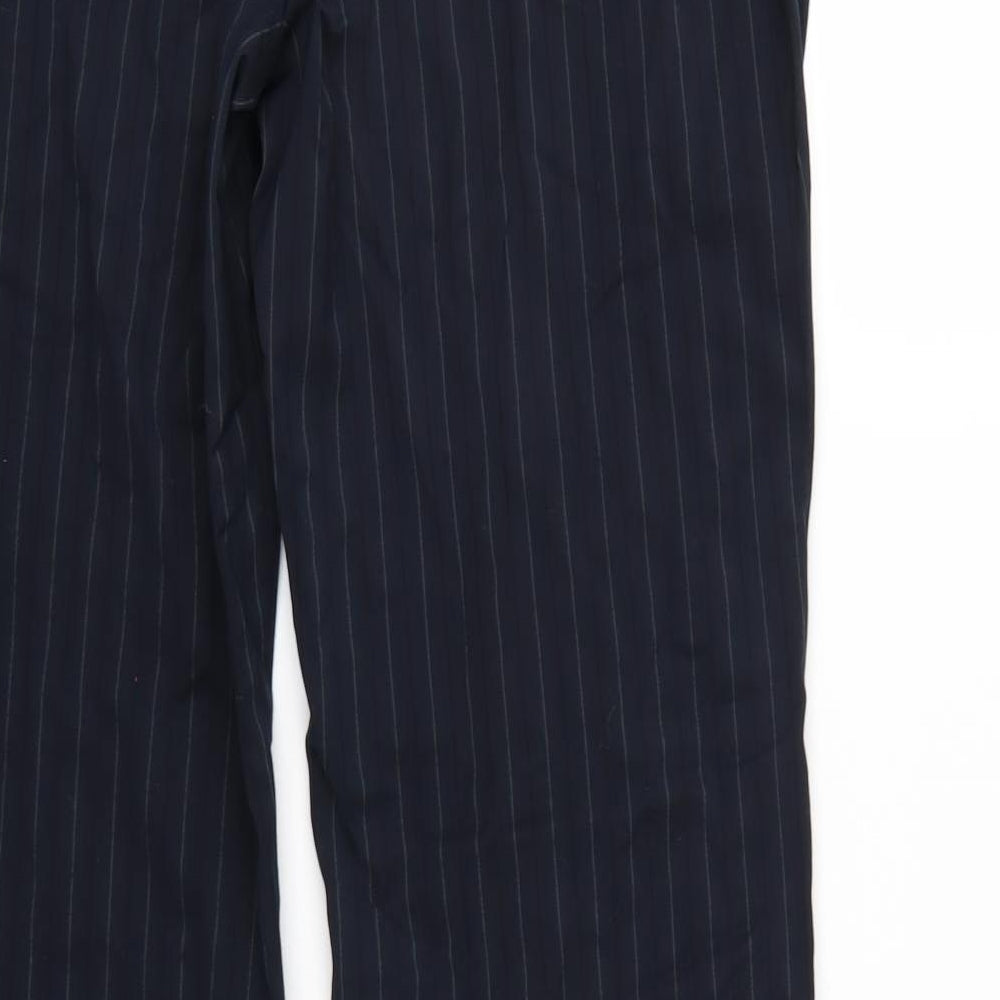 Marks & Spencer` Womens Blue Striped Trousers Size 14 L29 in