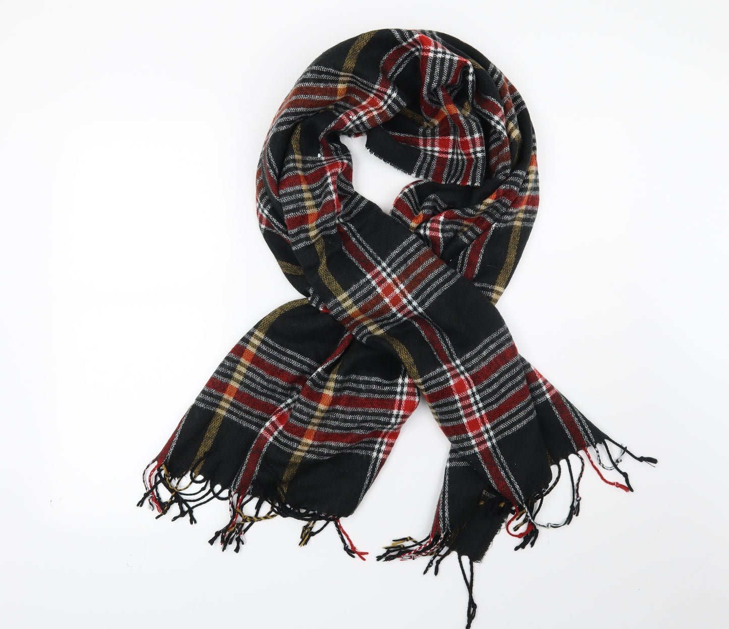 George Womens Black Check Scarf