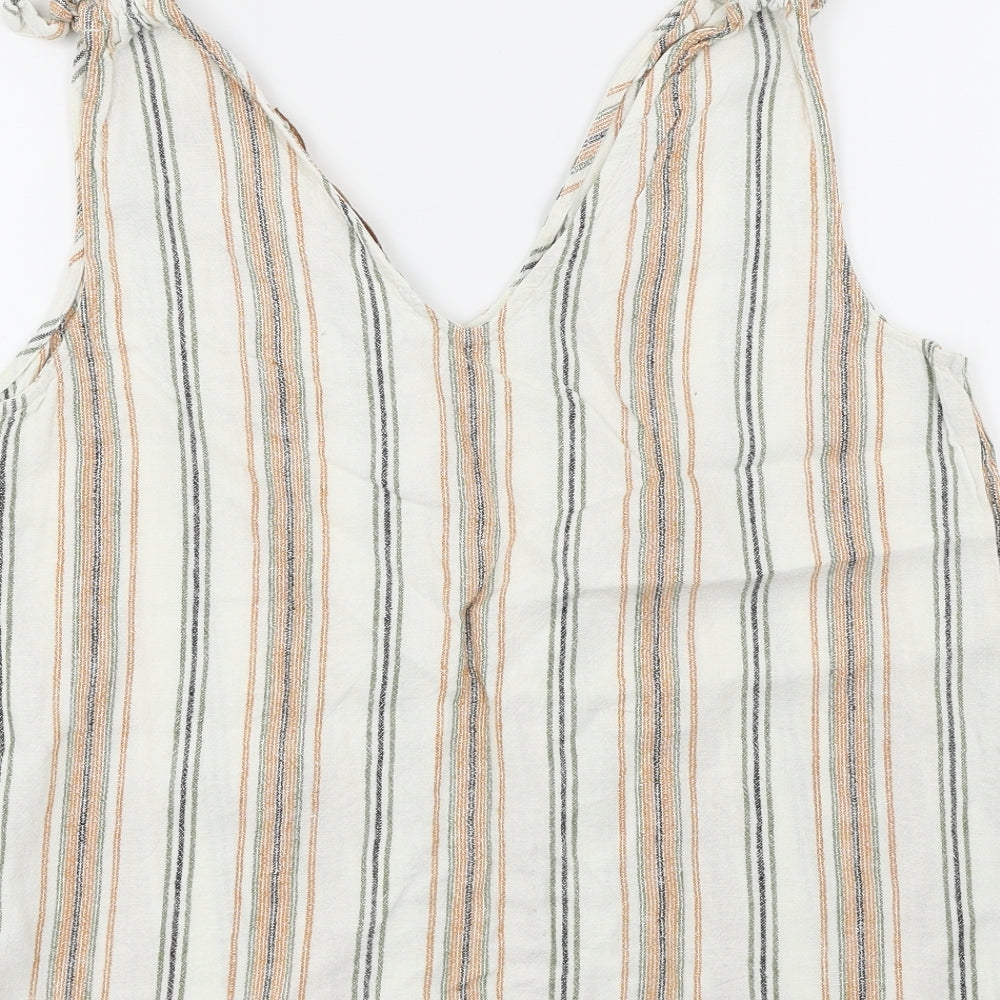 F&F Womens White Striped Basic T-Shirt Size 12