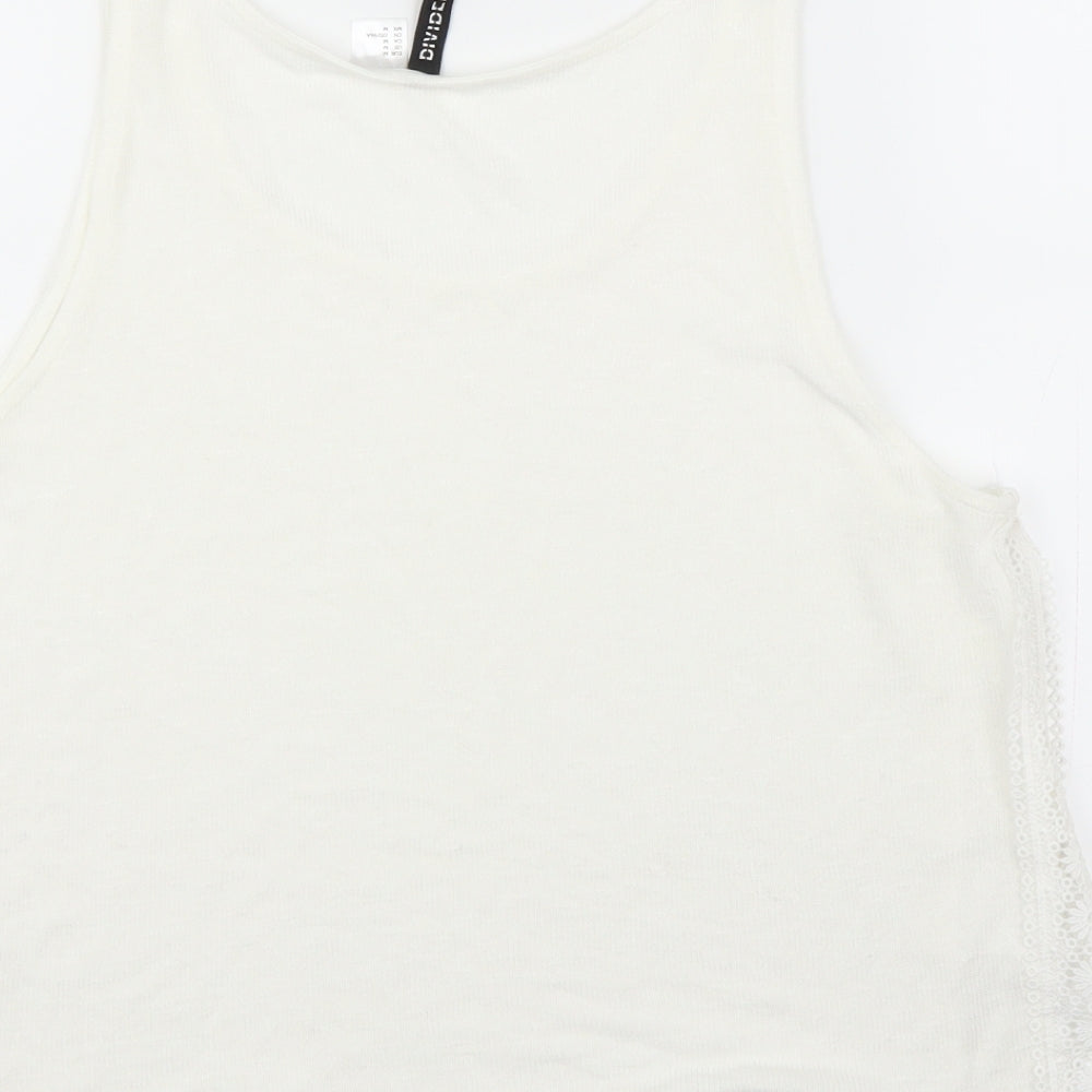 H&M Womens White Floral Basic Tank Size M - Split sides