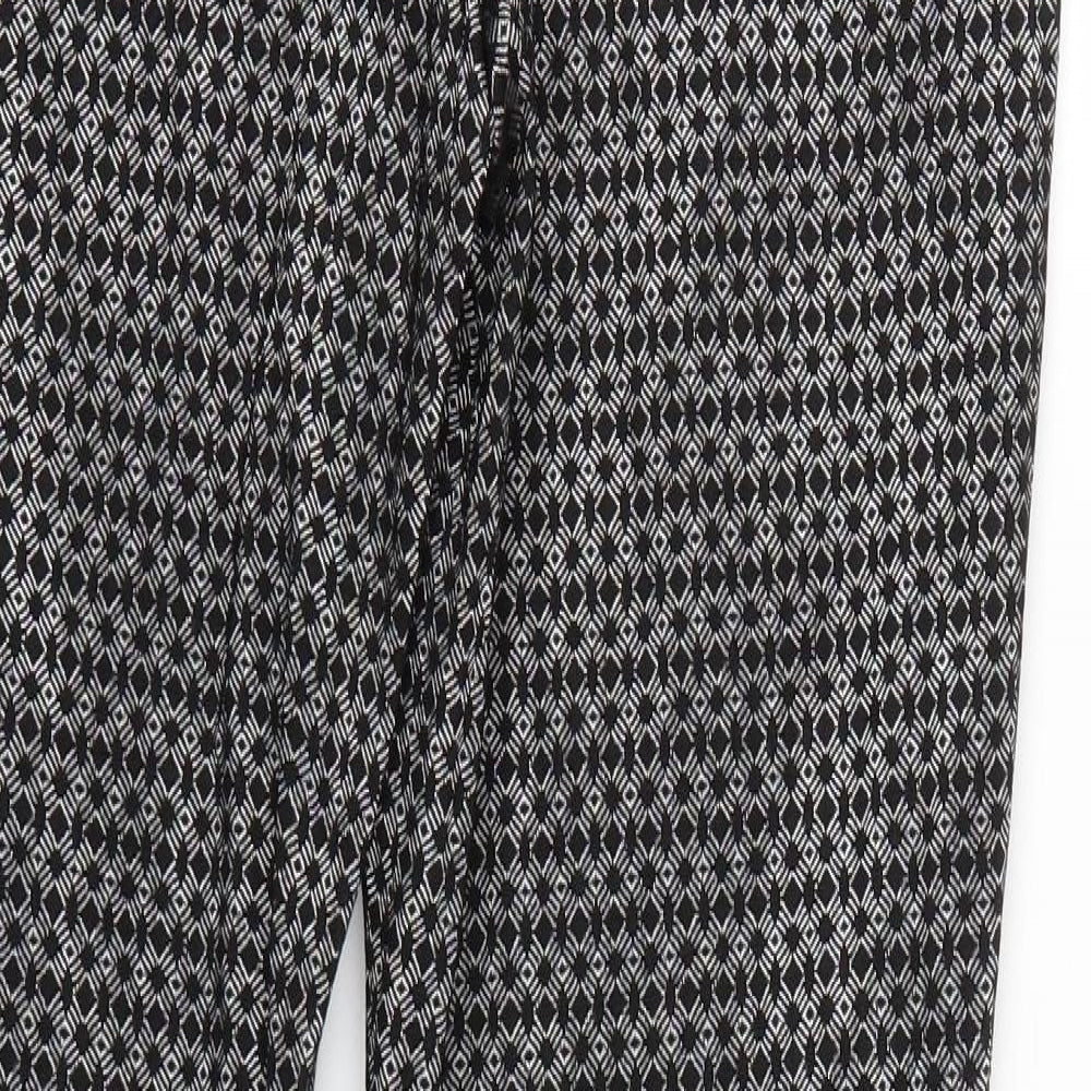 Peacocks Womens Black Argyle/Diamond Trousers Size 16 L28 in