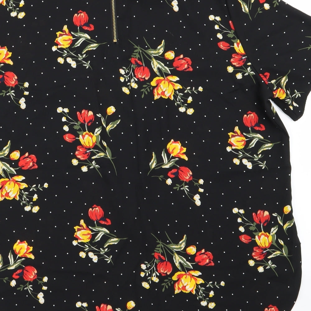 Asda George Womens Black Floral Basic Blouse Size 12