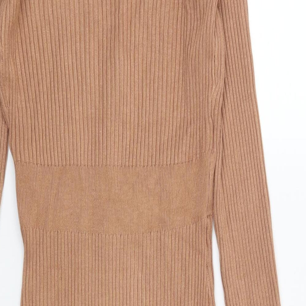 Brave Soul Womens Brown Striped Jumper Dress Size S