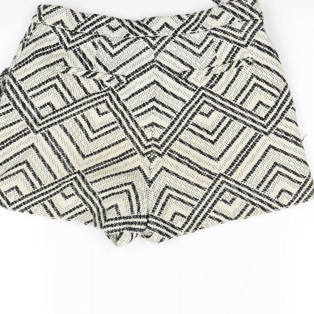 Topshop Womens Beige Geometric Culotte Shorts Size 10