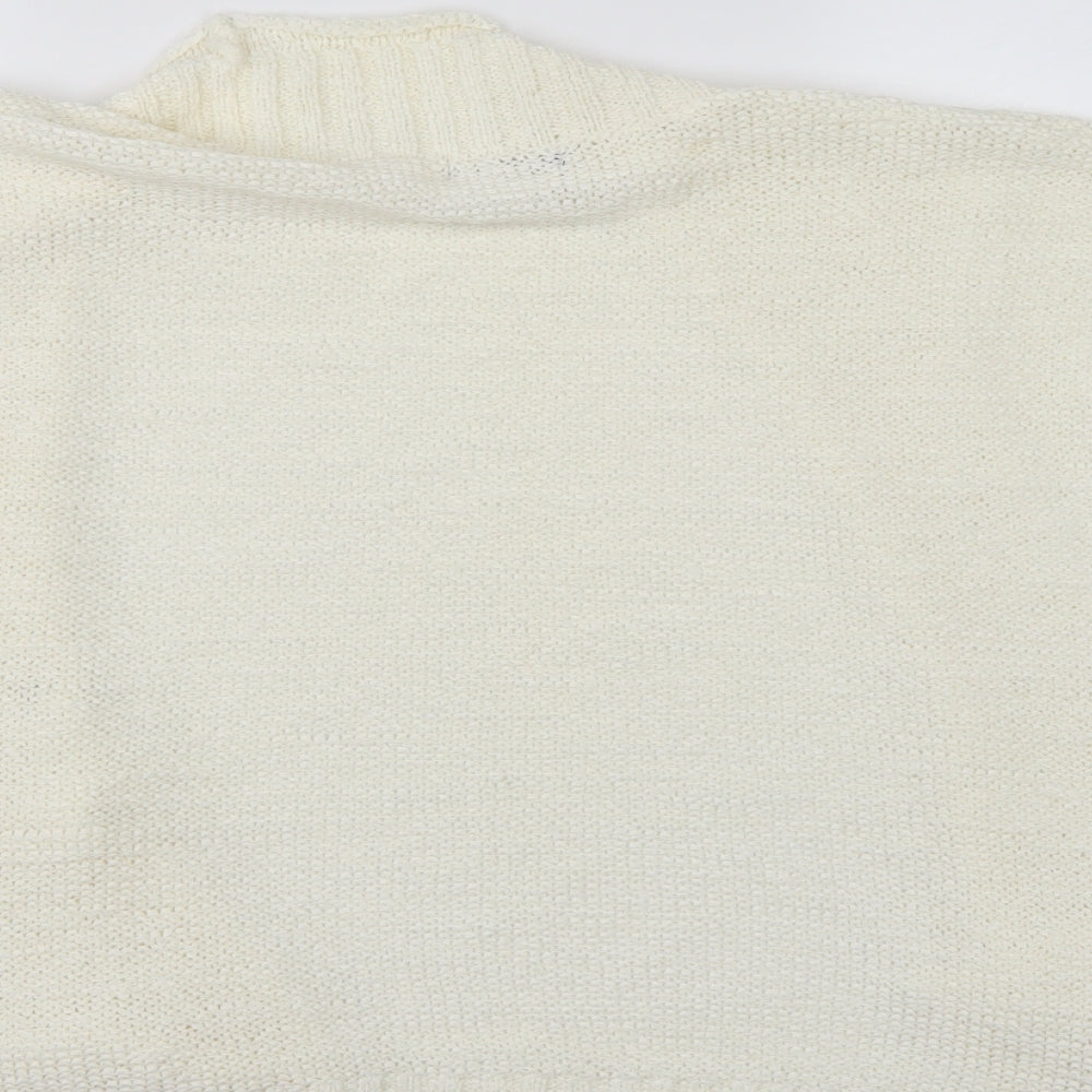 BM Womens White Cardigan Jumper Size XL