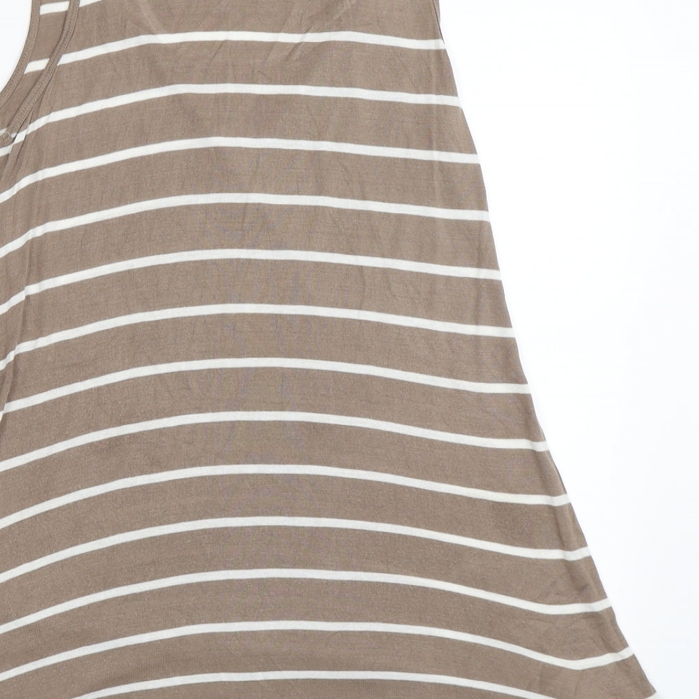 BHS Womens Brown Striped Basic Tank Size 12