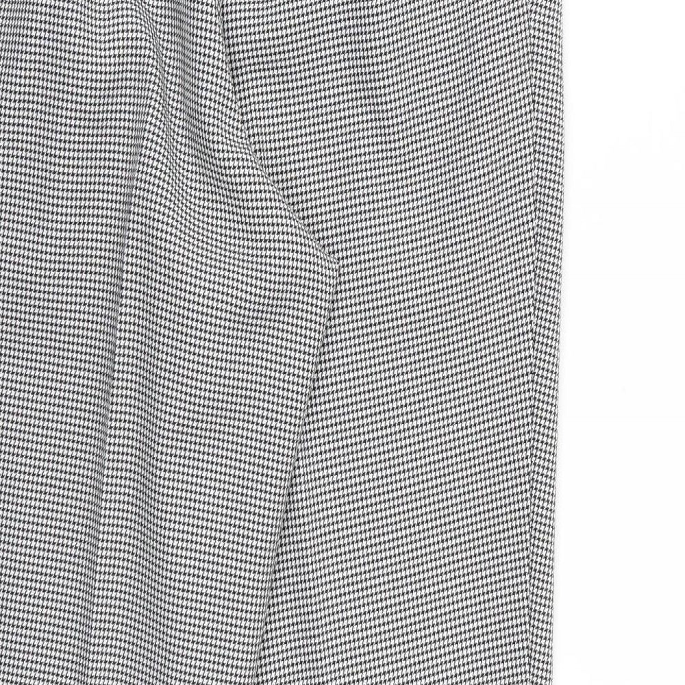 Marks and Spencer Womens White Houndstooth Rayon Trousers Size 14 L26 in