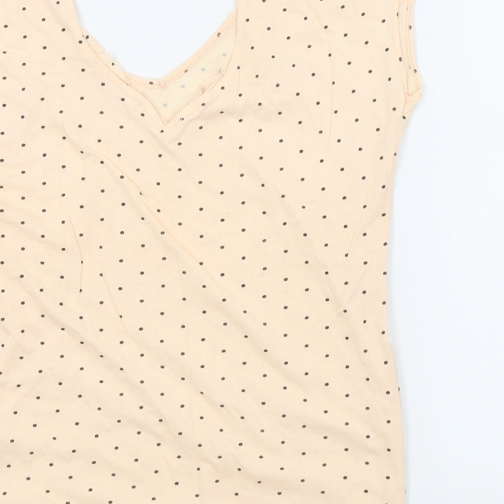 DENIM CO Womens Orange Polka Dot Basic T-Shirt Size 14