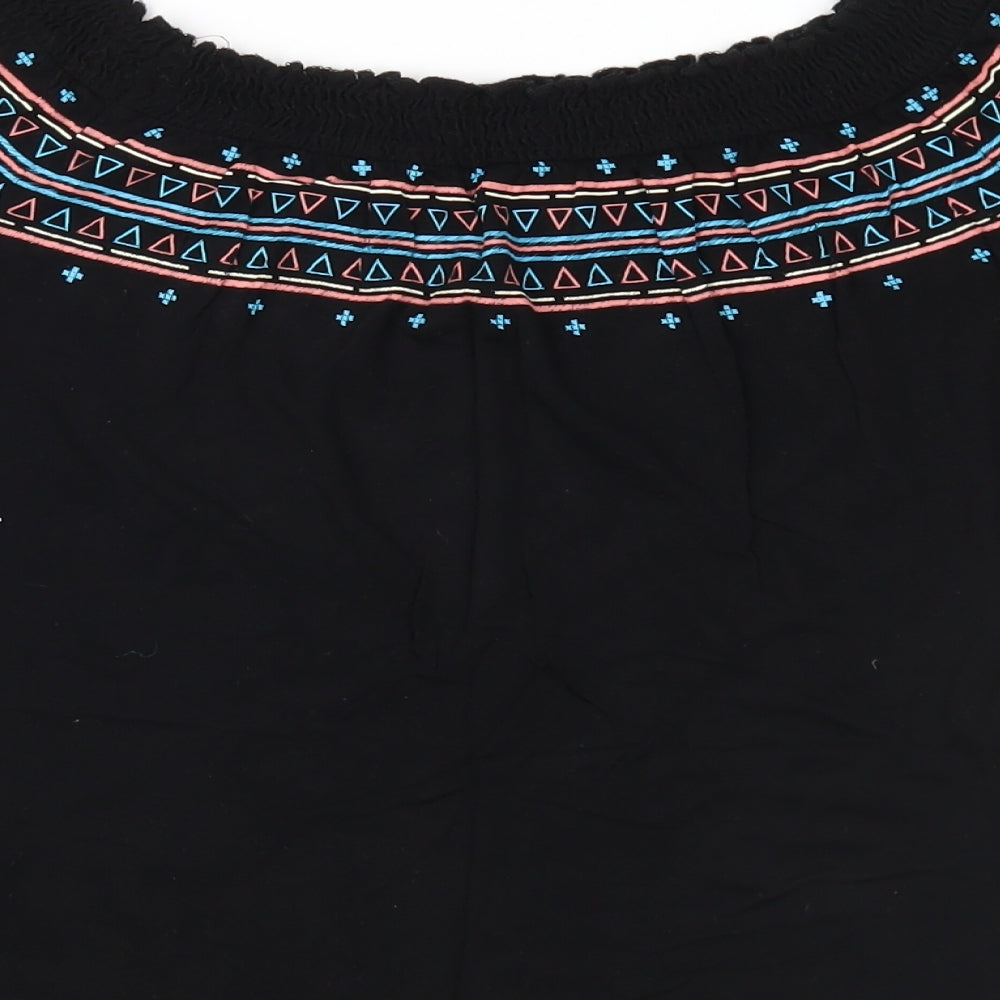 Primark Womens Black Geometric Jersey Basic Blouse Size 8