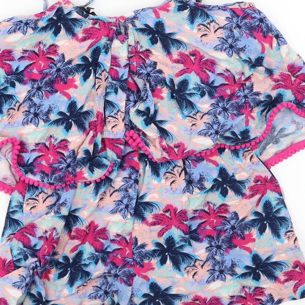 Candy Couture Girls Blue Floral Jumpsuit One-Piece Size 13 Years