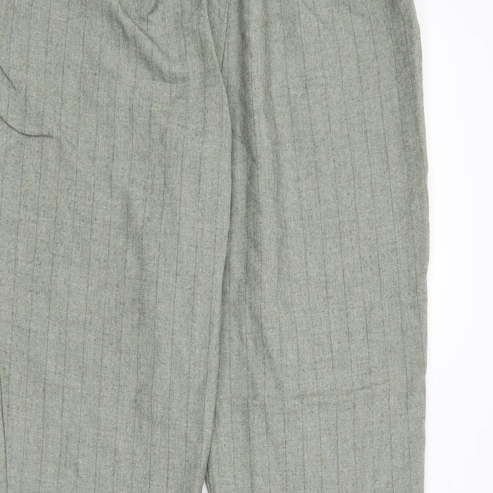 Preworn Womens Green Striped Trousers Size 16 L27 in