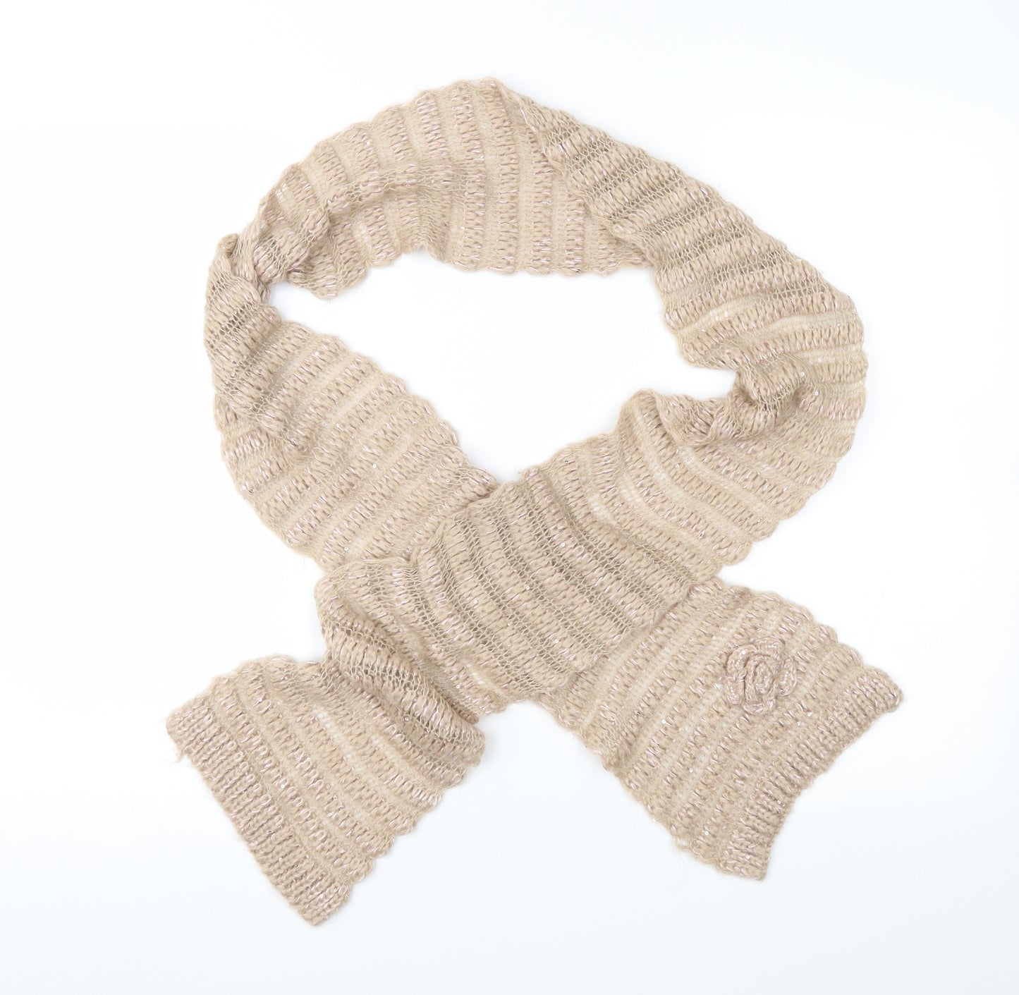 Preworn Womens Beige Knit Scarf