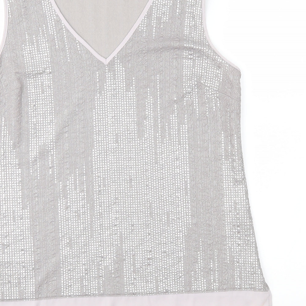 Oasis Womens Grey Geometric Basic Blouse Size M