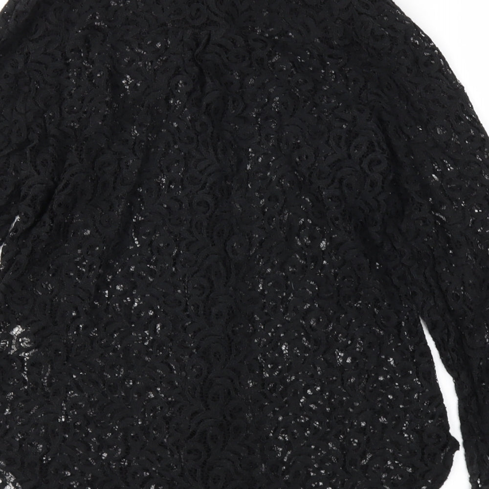 lemon Womens Black Basic Button-Up Size XL
