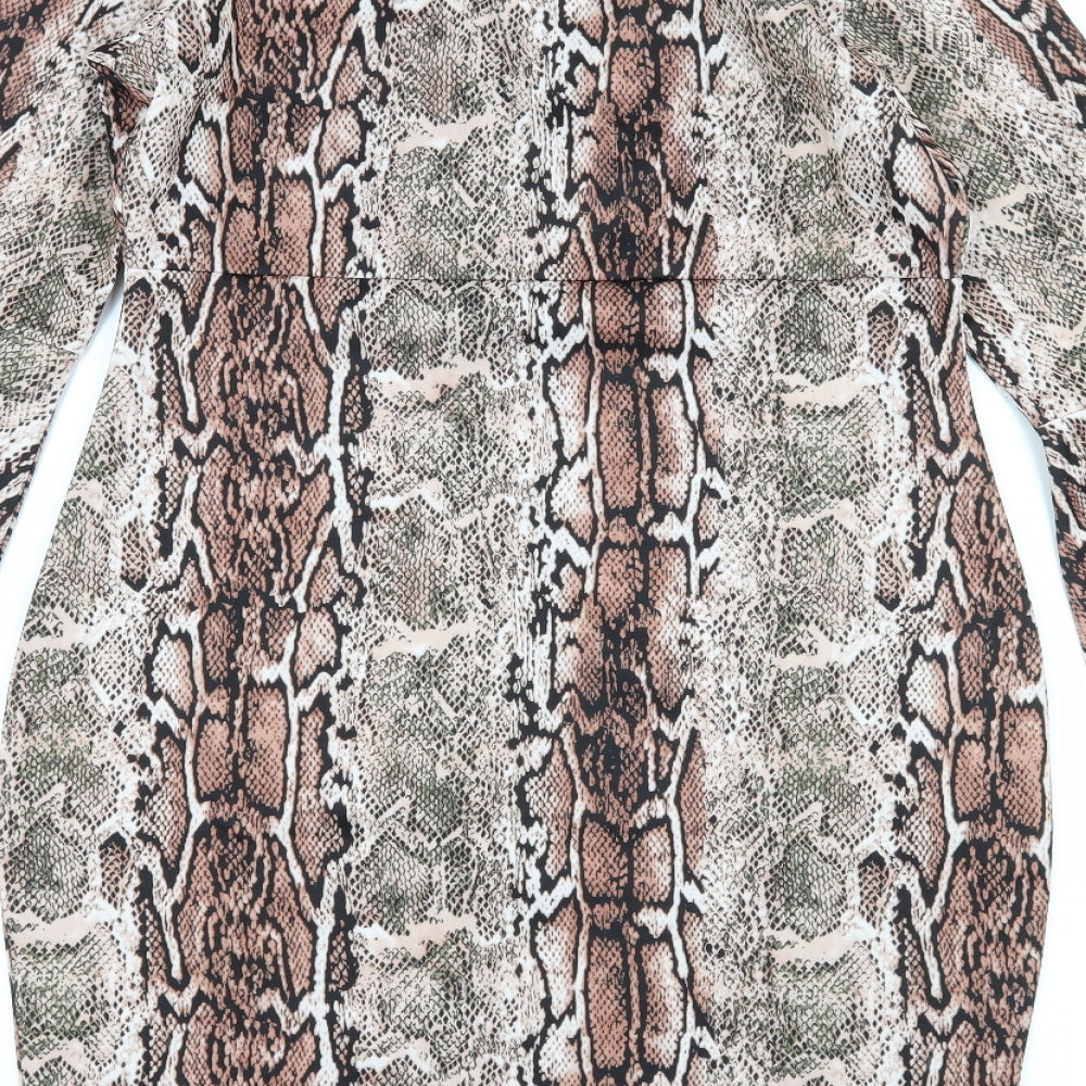 Body Flirt Womens Pink Animal Print A-Line Size 8