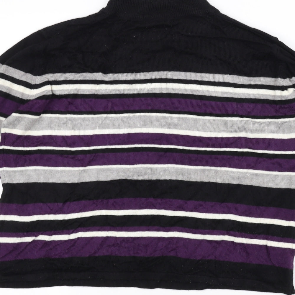 BM Womens Black Striped Pullover Jumper Size S