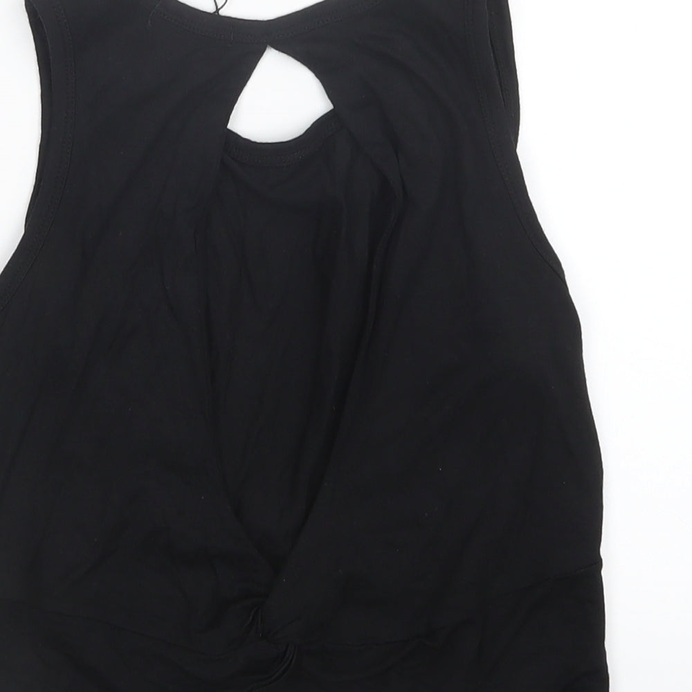 PRETTYLITTLETHING Womens Black Cropped T-Shirt Size 6