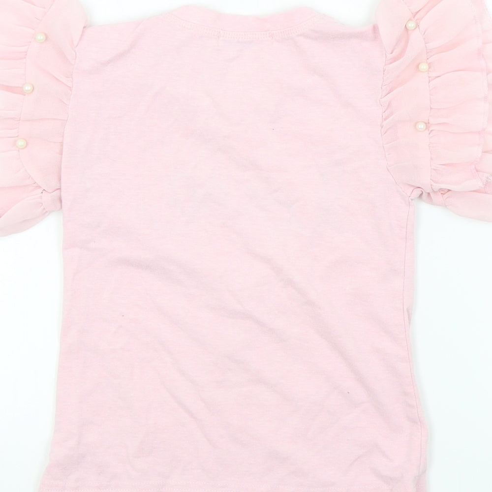 Vogue Girls Pink Basic T-Shirt Size 3 Years - Frill Sleeves