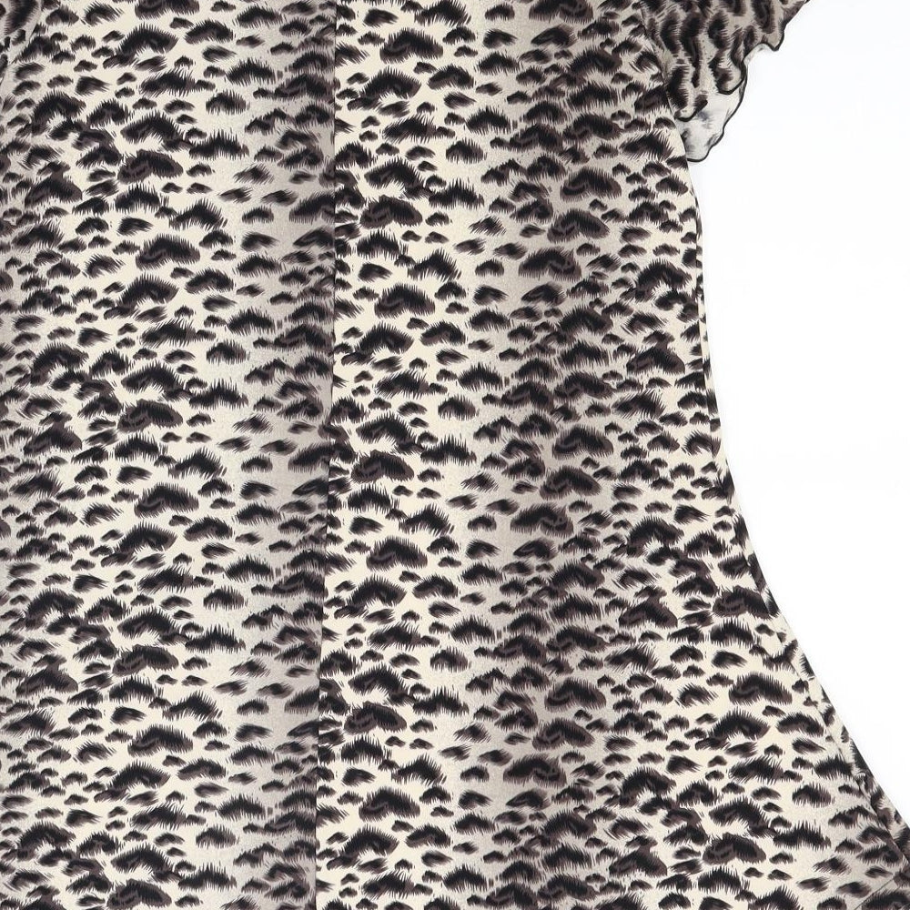 Poetic soul Womens Brown Animal Print T-Shirt Dress Size S - Beach Cover Up