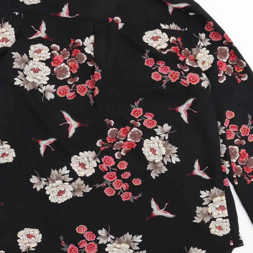 Paraphrase Womens Black Floral Basic Blouse Size M