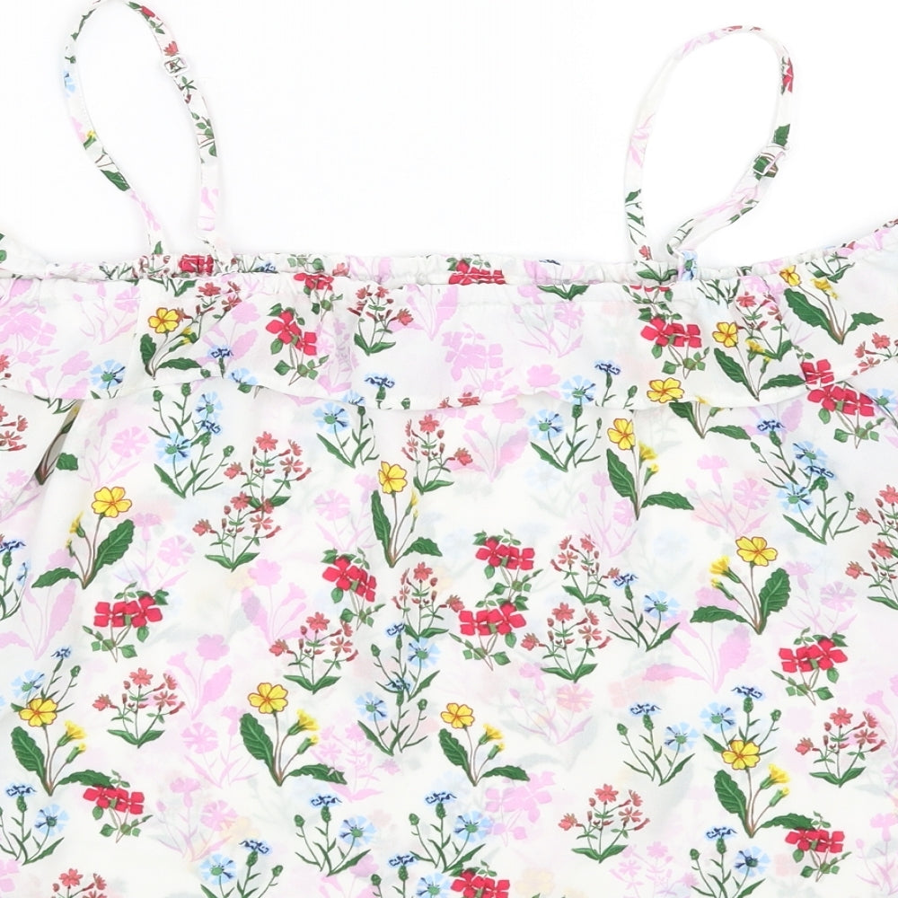 New Look Girls White Floral Basic Blouse Size 14 Years