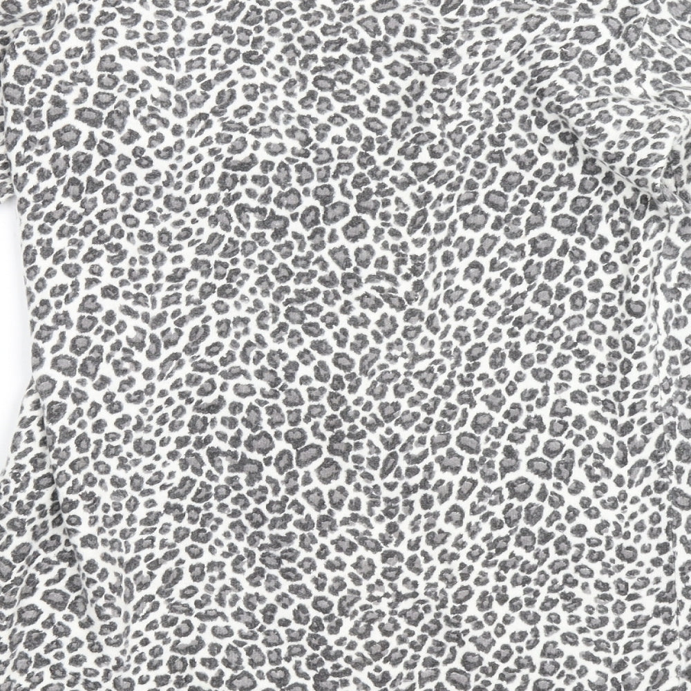 Ellie Louise Womens Grey Animal Print Cardigan Jumper Size M