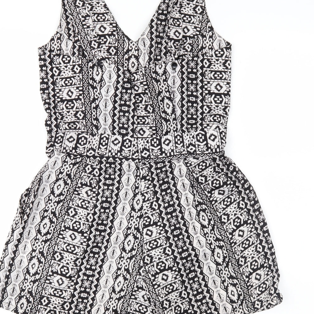 M&S Womens White Fair Isle Playsuit One-Piece Size S L3 in