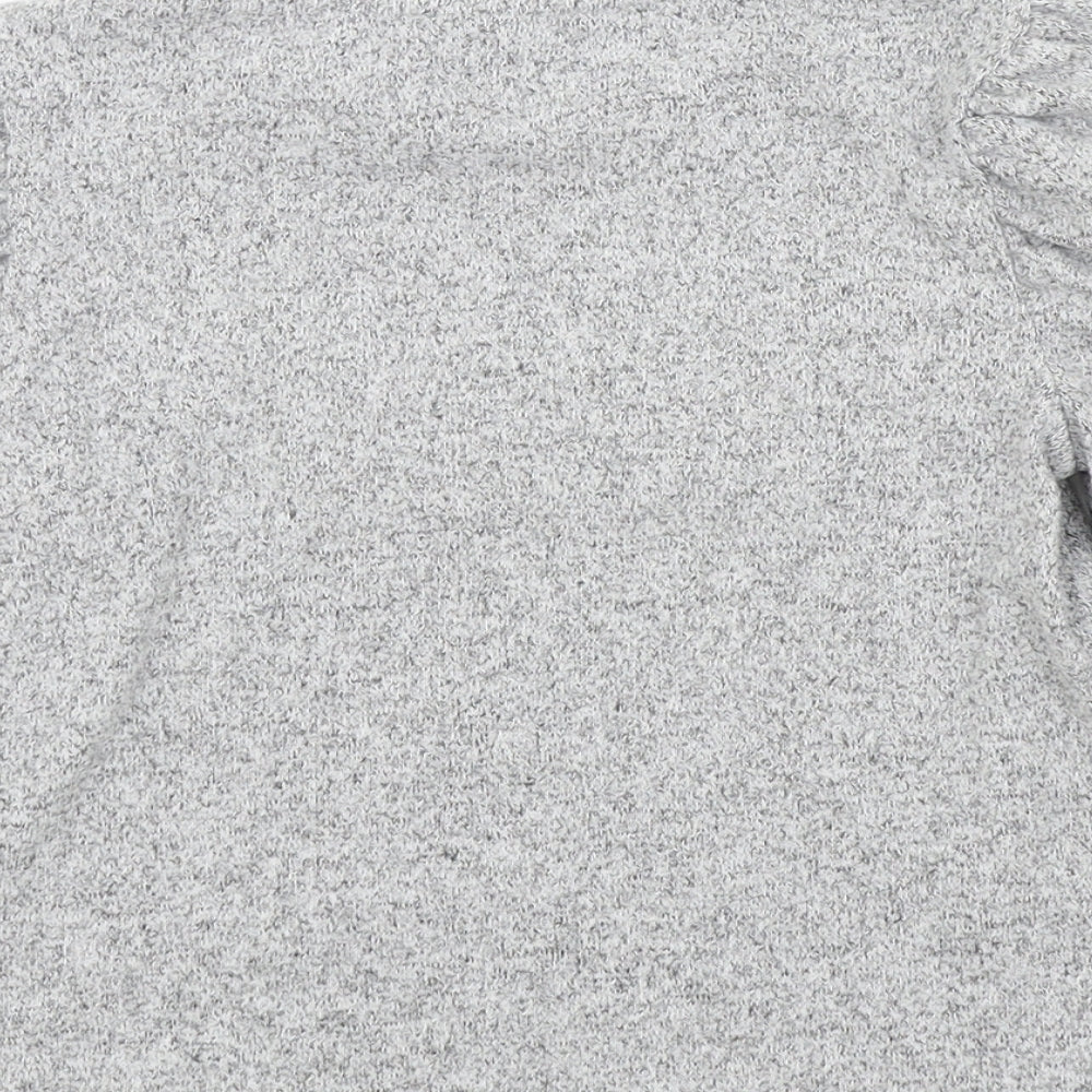 George Girls Grey Henley Jumper Size 7 Years - Pearl Detail