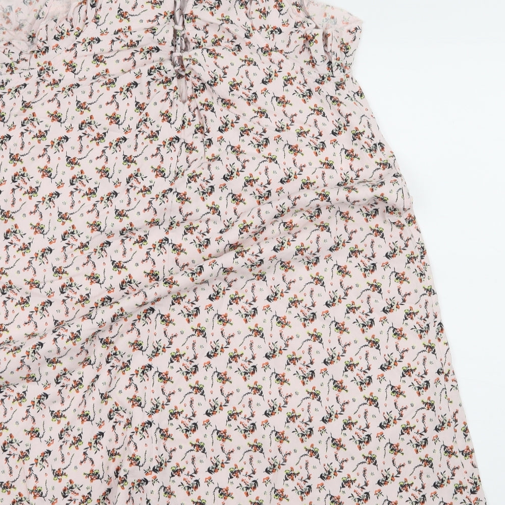 River Island Womens Pink Floral A-Line Size 8 - Lace up detail