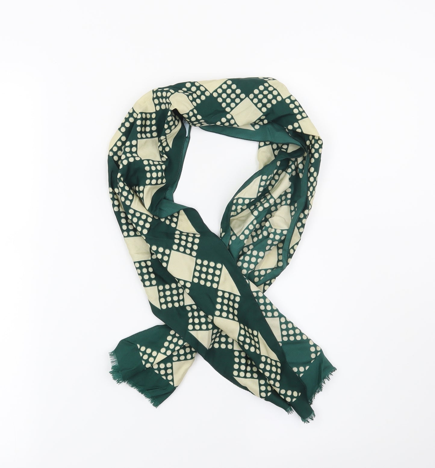 Preworn Womens Green Geometric Scarf