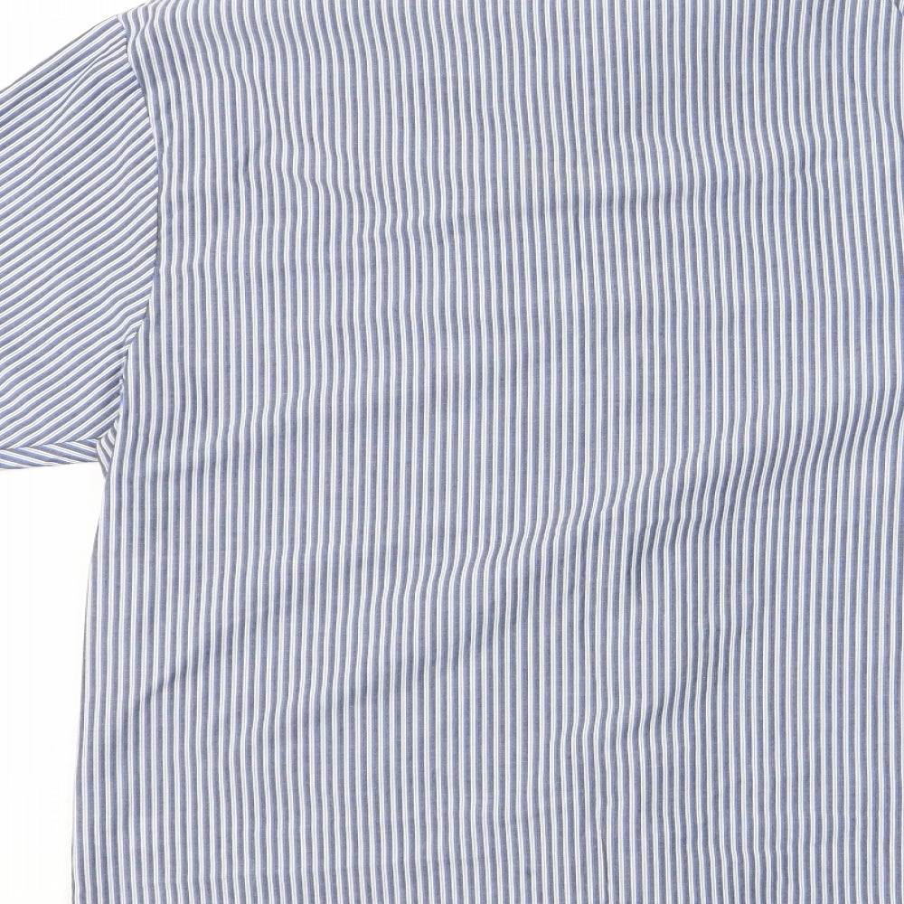George Womens Blue Striped Basic Button-Up Size 38