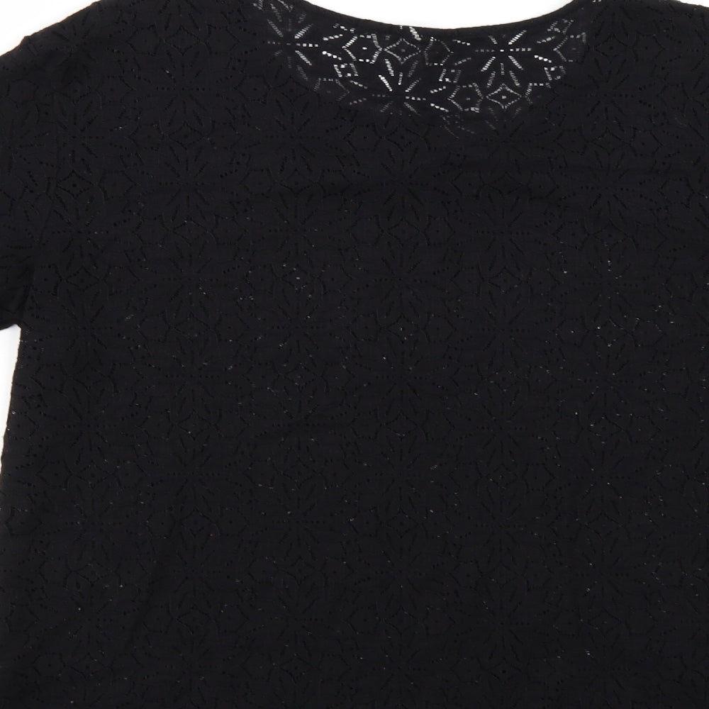 NEXT Womens Black Floral Basic Blouse Size 10