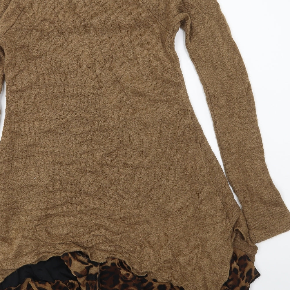 IZABEL Womens Brown Animal Print Pullover Jumper Size 6