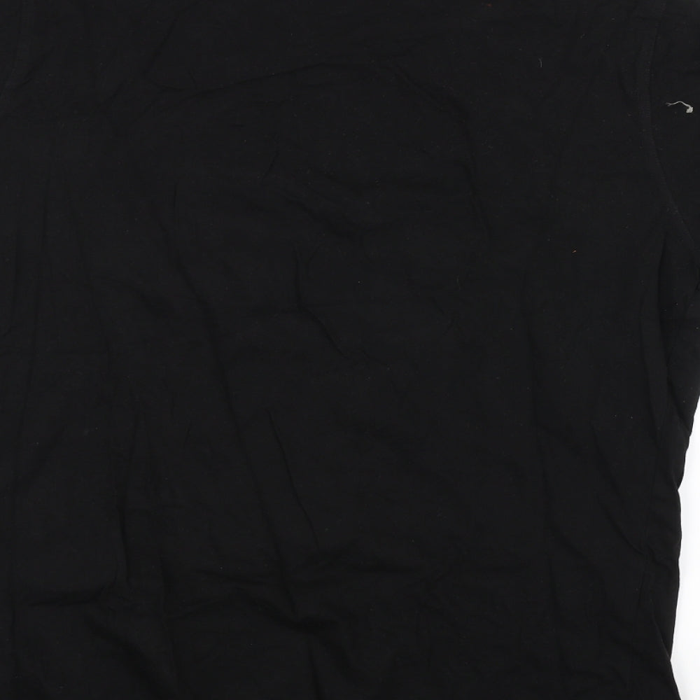 Identic Womens Black Basic T-Shirt Size L