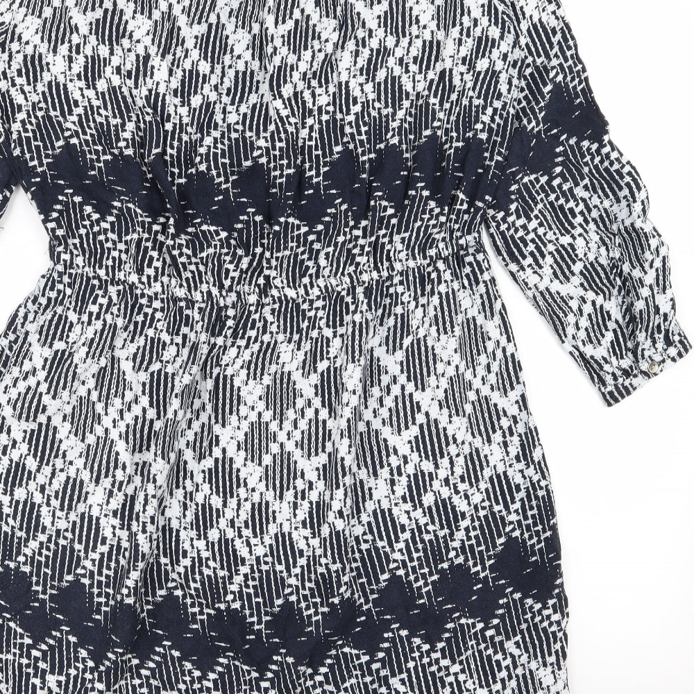 NEXT Womens Blue Geometric Fit & Flare Size 10