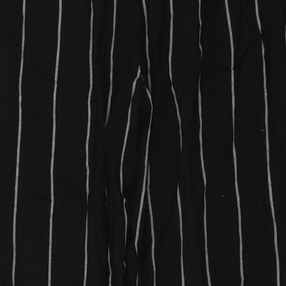 PRETTYLITTLETHING Womens Black Striped Trousers Size 8 L21 in