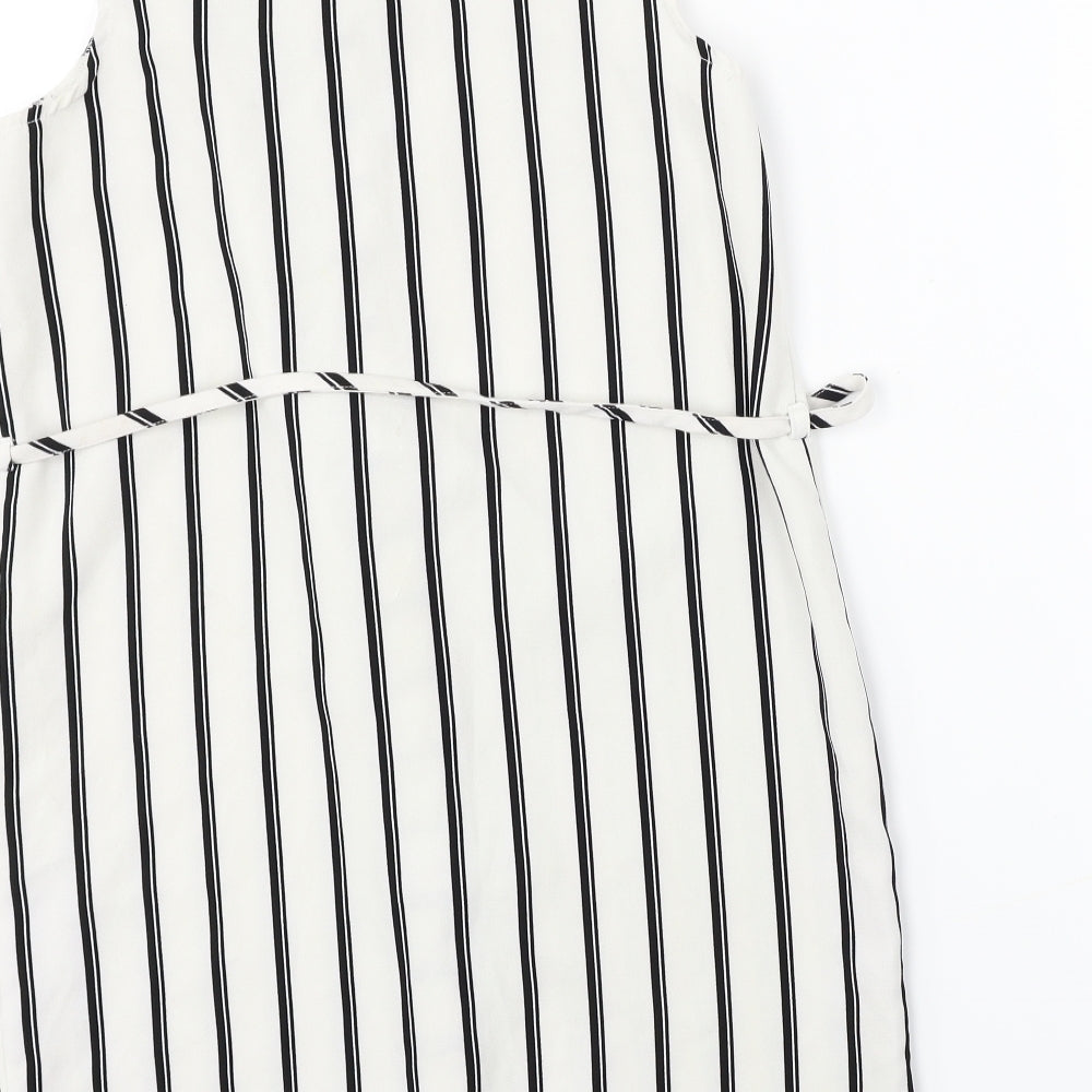 Missguided Womens White Striped Basic Button-Up Size 6