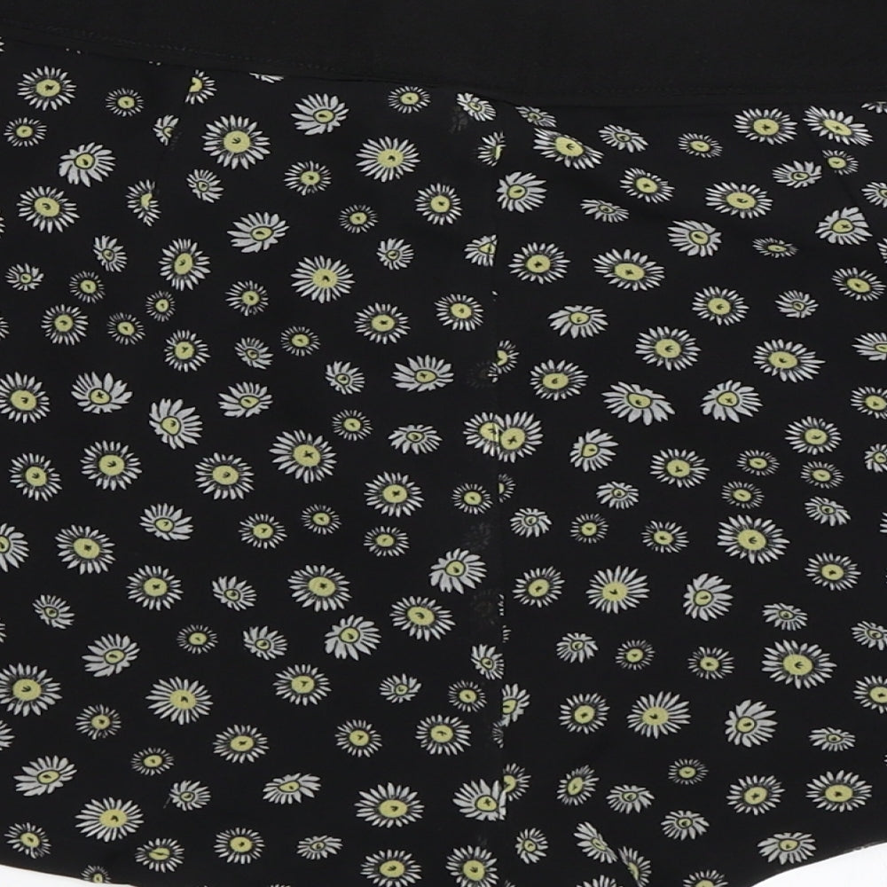 H&M Womens Black Floral Hot Pants Shorts Size 10