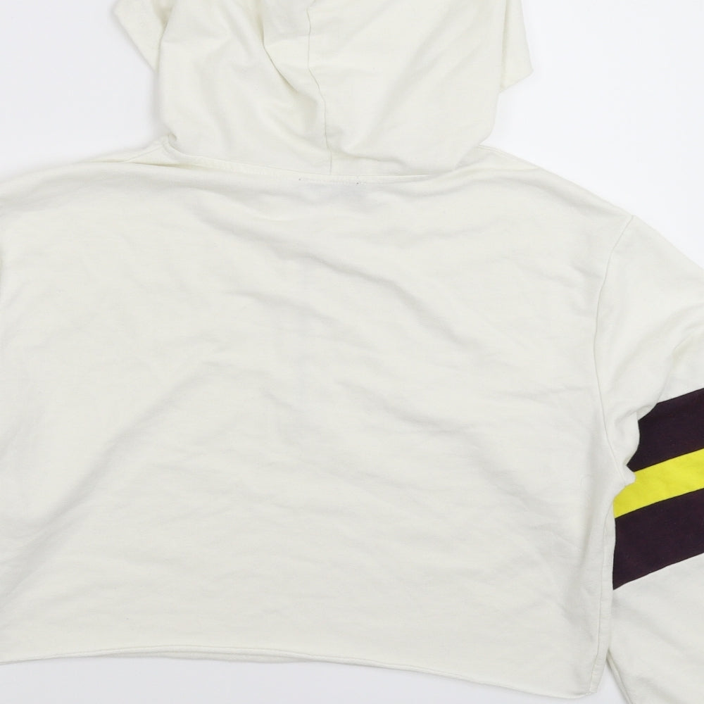 SheIn Womens White Striped Full Zip Hoodie Size S