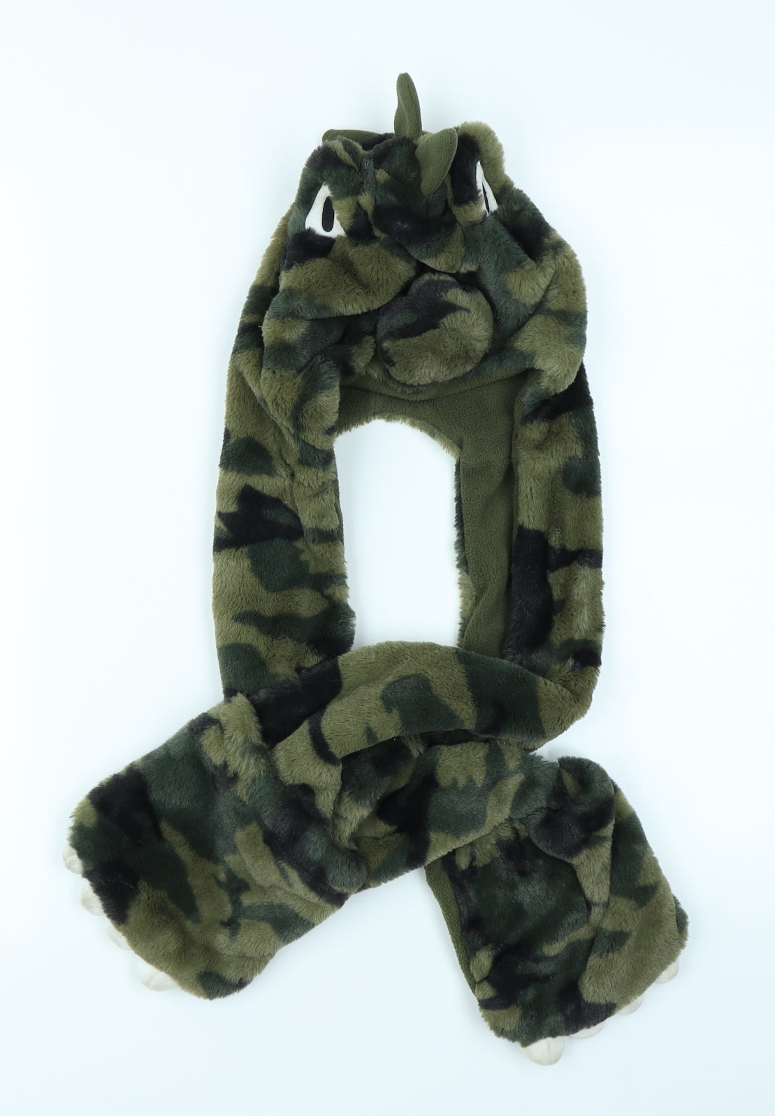 George Boys Green Camouflage Hood Scarf One Size - Dinosaur